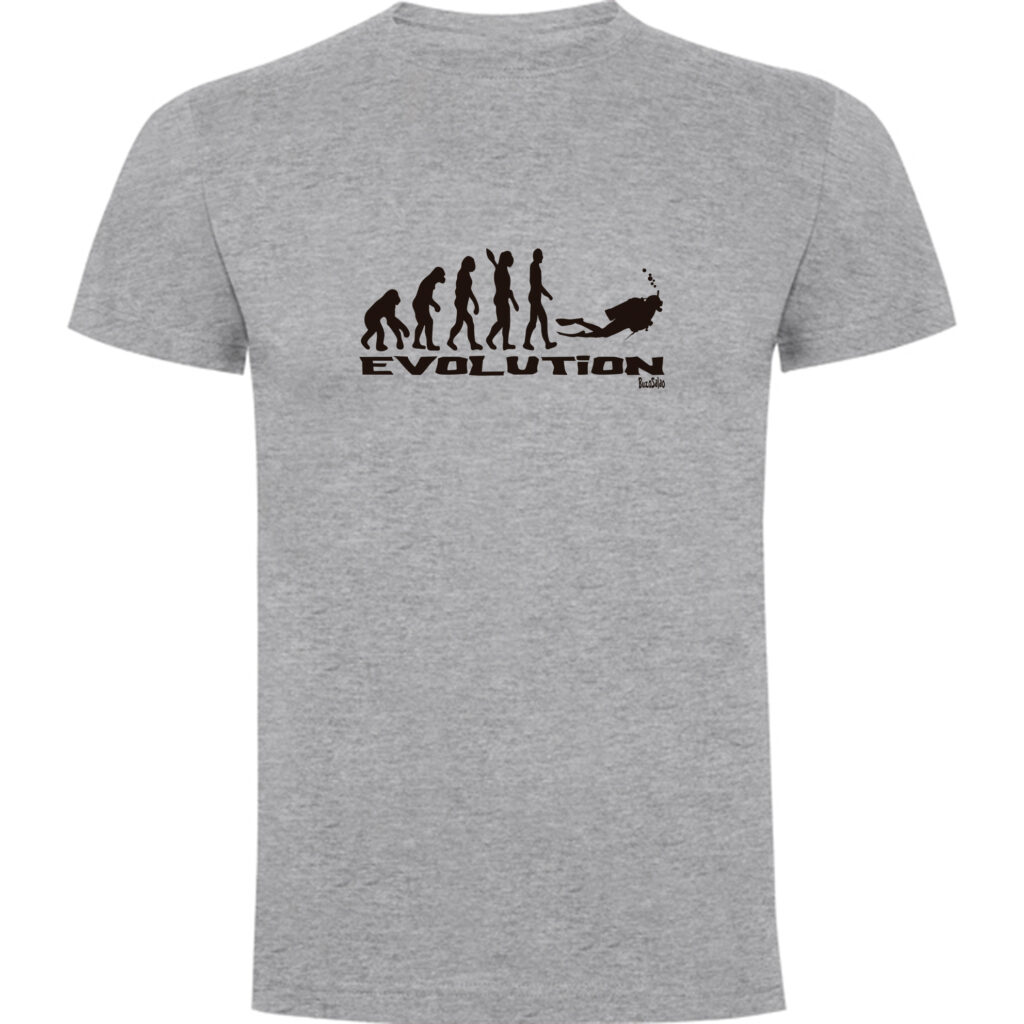 T-Shirt Uomo Collo A V People Evolution | Campeggio | GOTS Certificata | Stampata In Germania